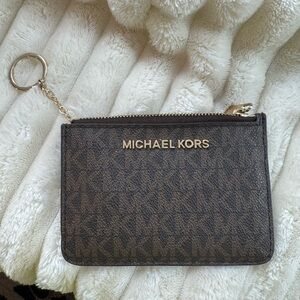 Michael Kors Tan Wristlet with Gold Zipper